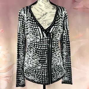 BELLDINI - *NWOT* Black & White double zip sweater - Size L